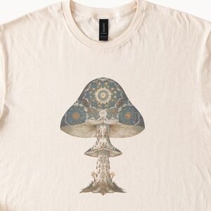 Celestial Mushroom Graphic Tee Ornate Mandala Art Design
